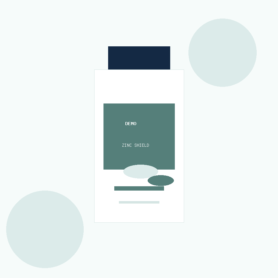 Вымышленная упаковка товара Zinc Shield Trace